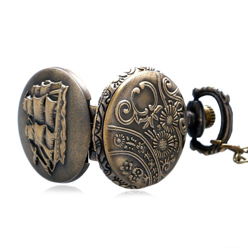 Mini sailboat quartz pocket watch