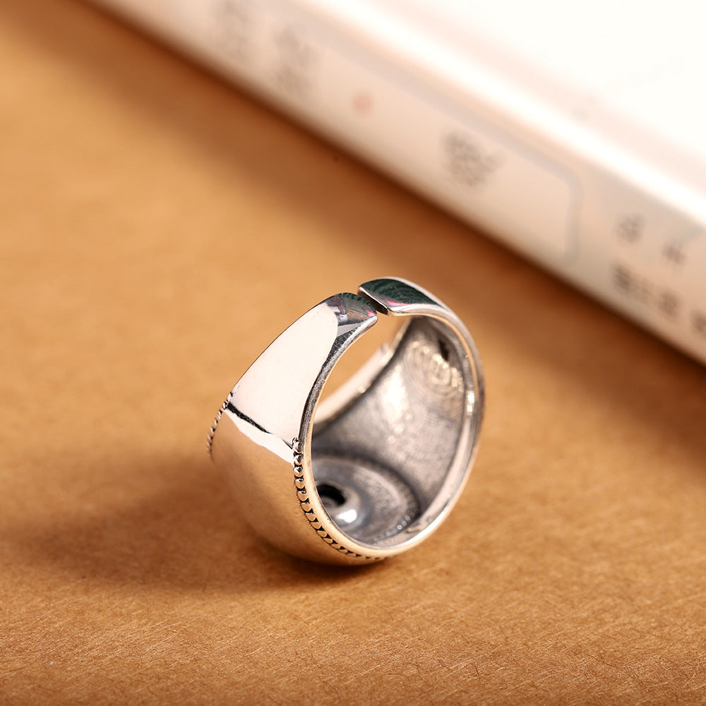Fashion Vintage Men S925 Silver Do Old Eye Ring