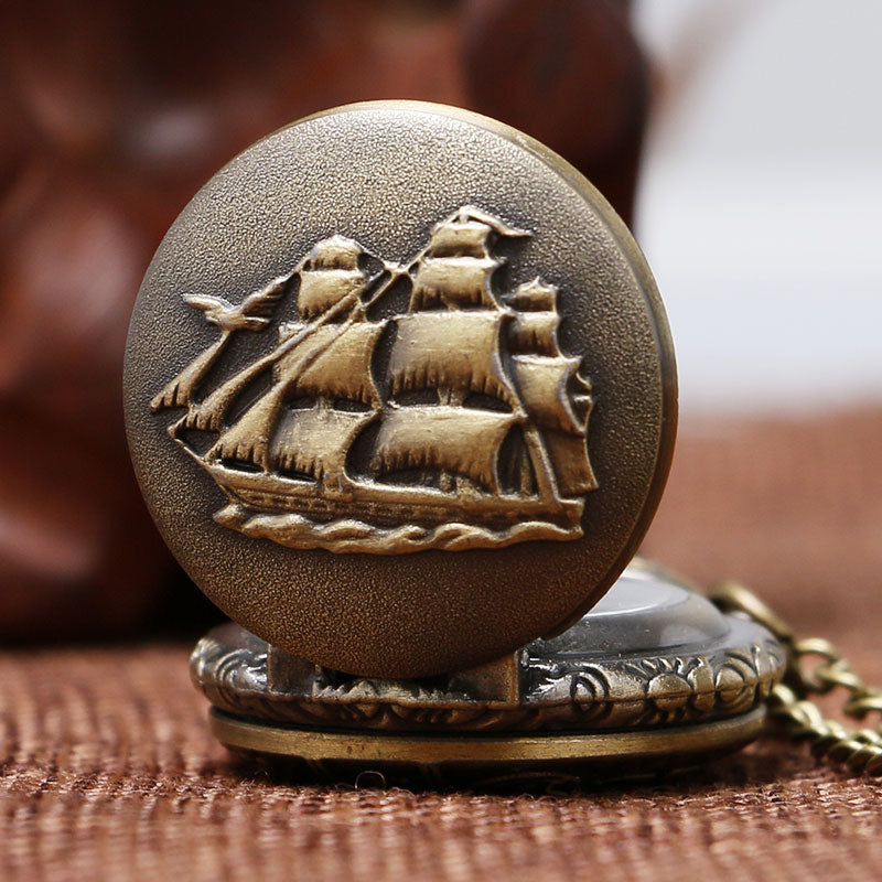 Mini sailboat quartz pocket watch