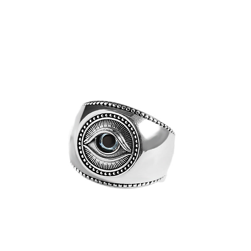 Fashion Vintage Men S925 Silver Do Old Eye Ring