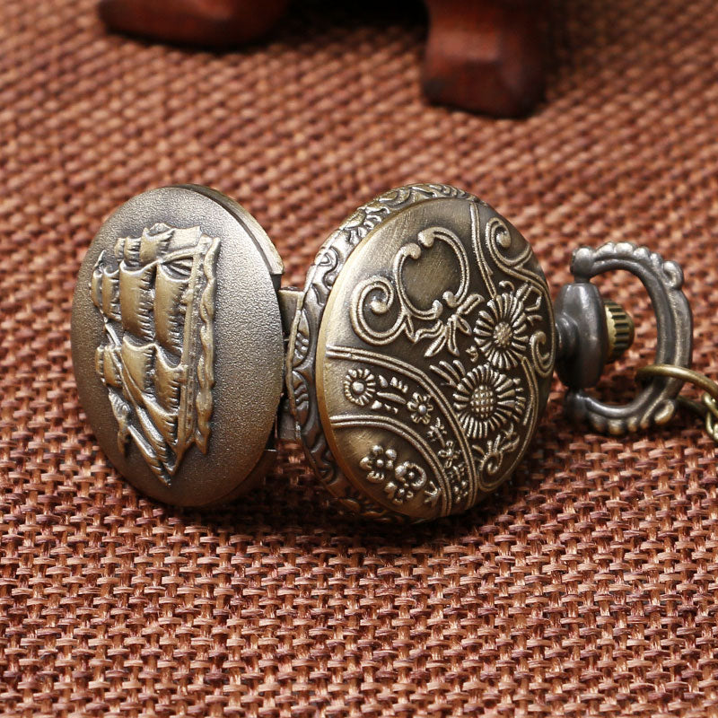 Mini sailboat quartz pocket watch