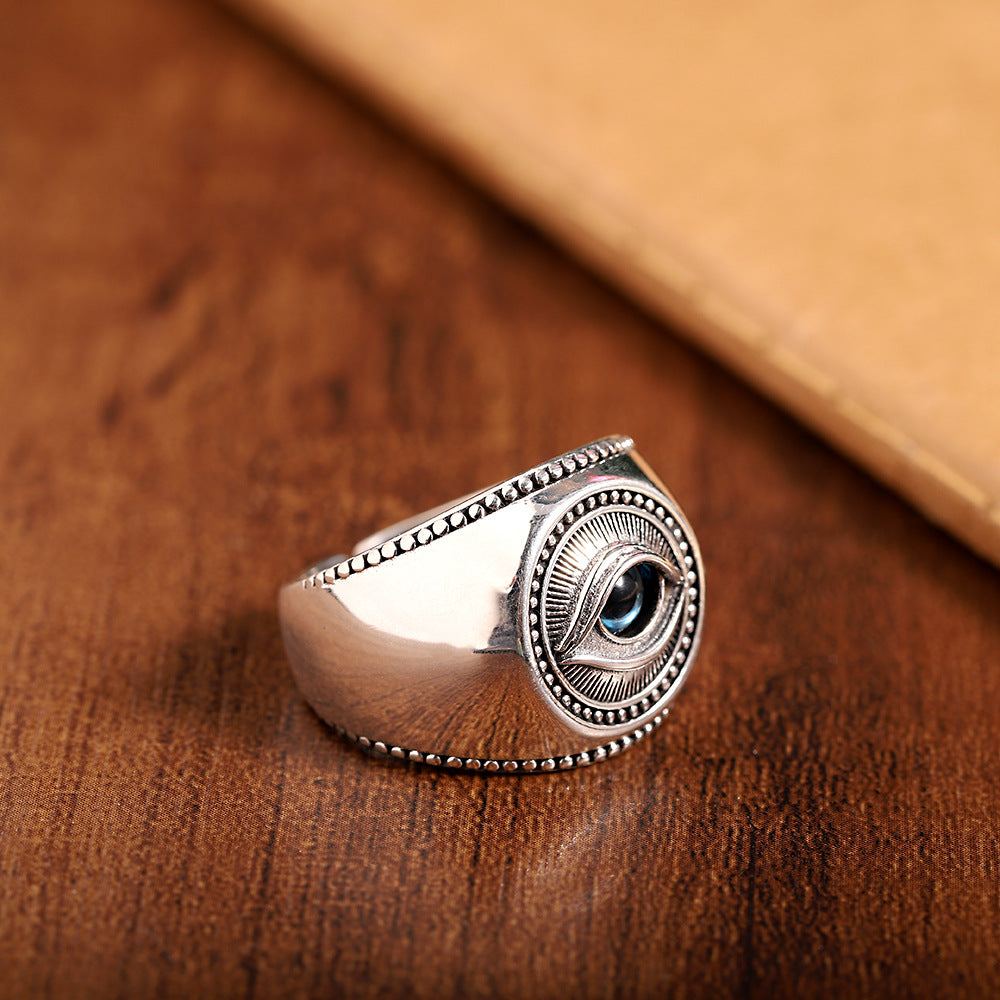 Fashion Vintage Men S925 Silver Do Old Eye Ring