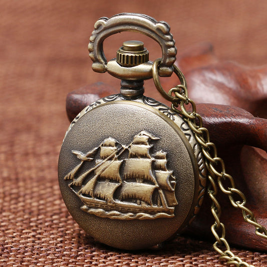 Mini sailboat quartz pocket watch