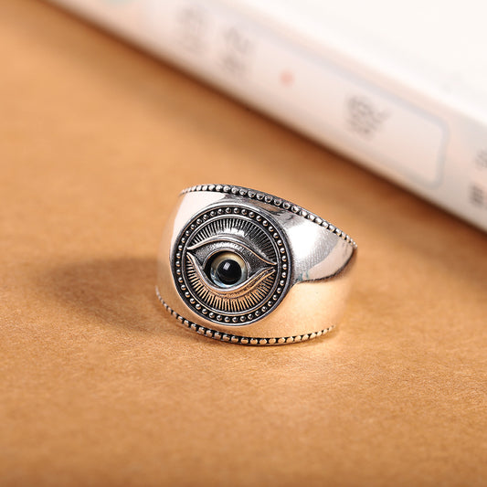 Fashion Vintage Men S925 Silver Do Old Eye Ring