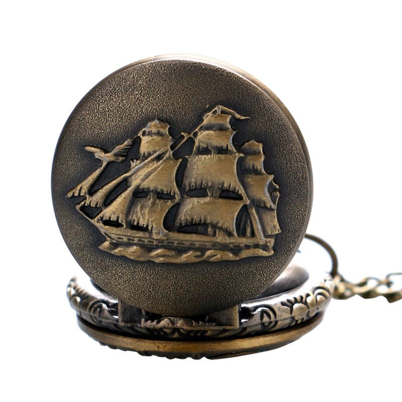 Mini sailboat quartz pocket watch