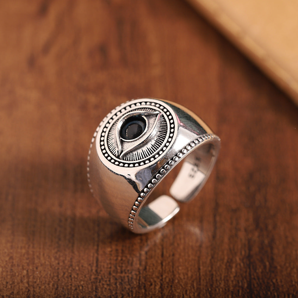 Fashion Vintage Men S925 Silver Do Old Eye Ring