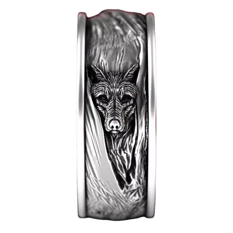 Vintage Punk Style Wolf Head Ring